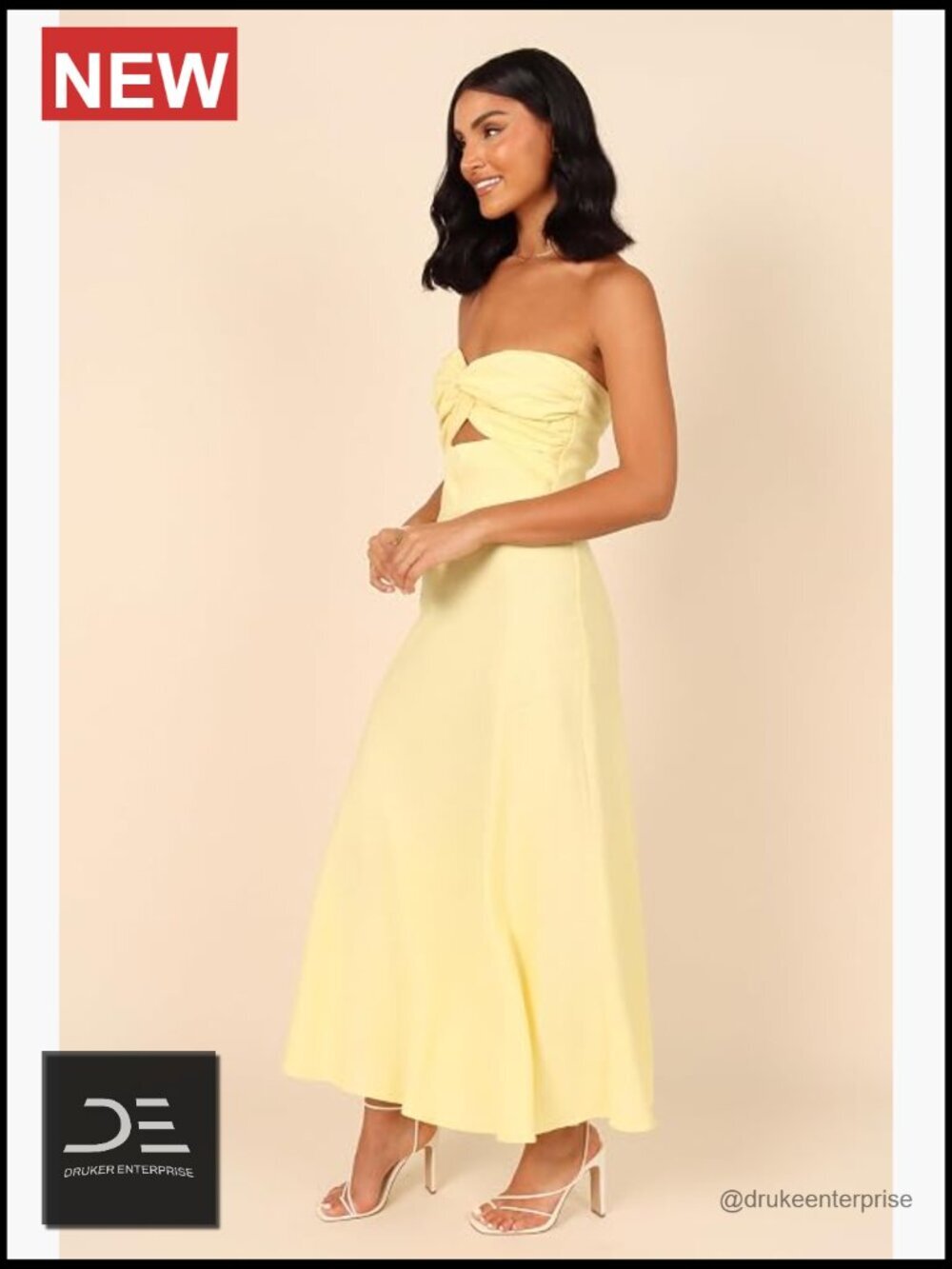 Strapless Sweetheart Maxi Dress with Twist Knot Detail